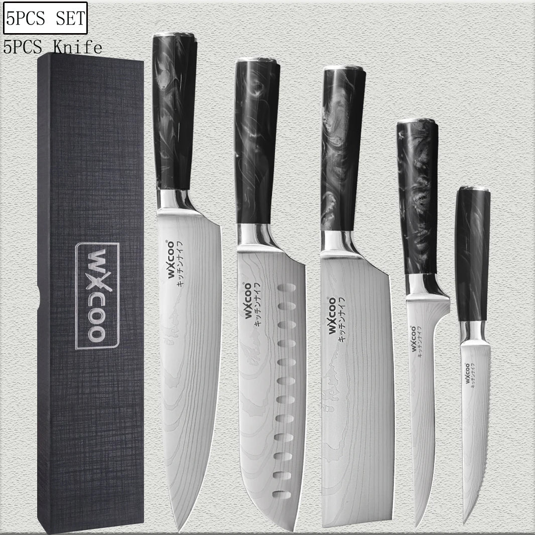 WXCOO Chef's Knife Set – Stainless Steel Kitchen Knives & Gift Box Kitchen Knife Set Axl 5PCS