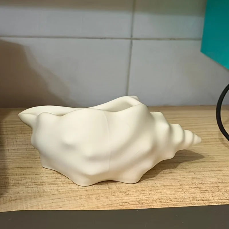Creamy White Seashell Storage Box | Desktop Organizer Desktop Storage Box Axl