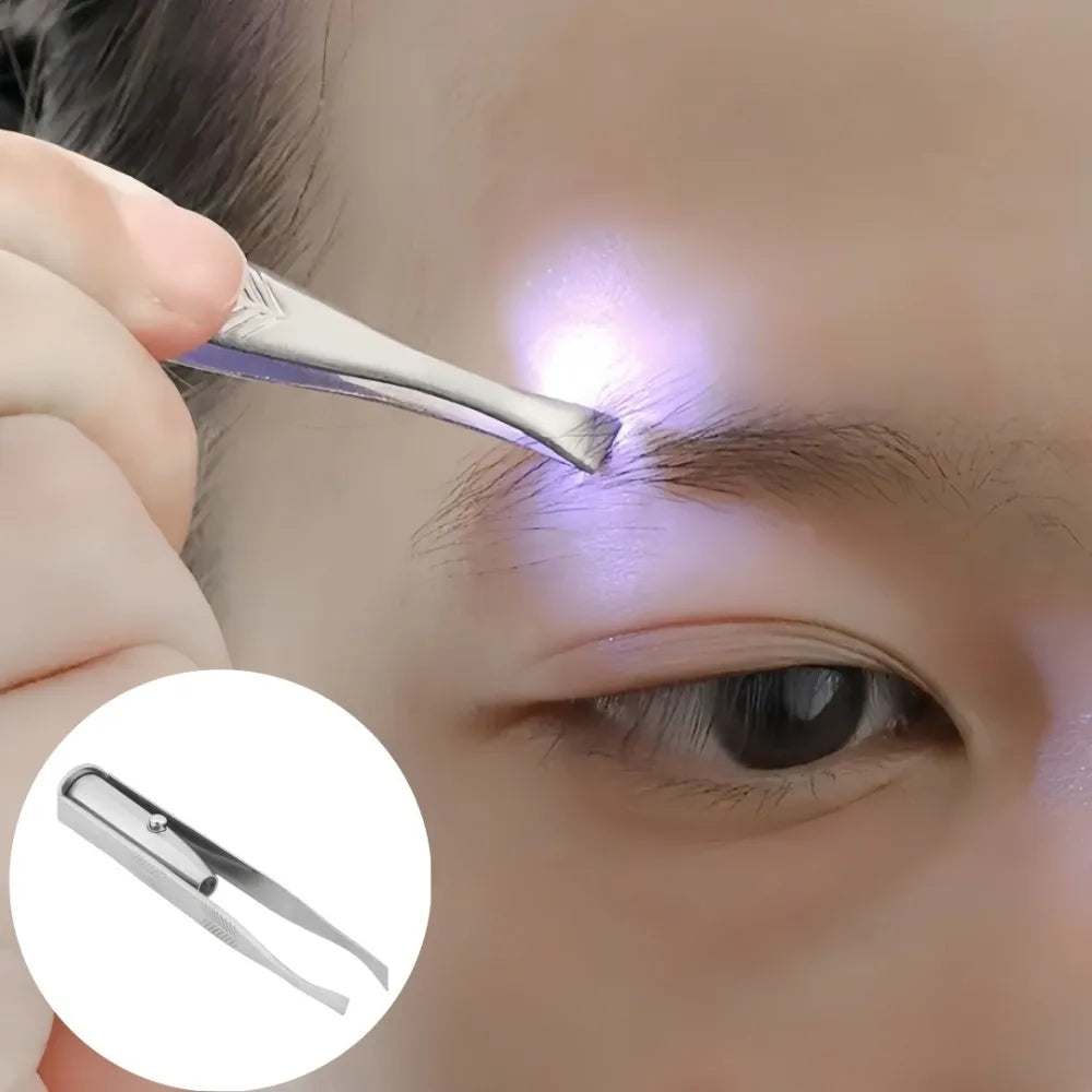 LED Light Eyebrow Clip – Stainless Steel Precision Tweezers Eyebrow Tweezers Axl