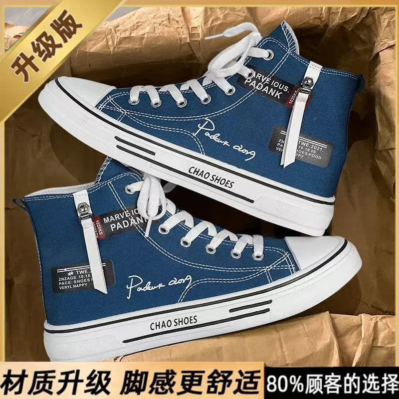 Men's Canvas Sneakers – Non-Slip Casual Lace-Up Sports Shoes Canvas Sneakers Axl Blue 39