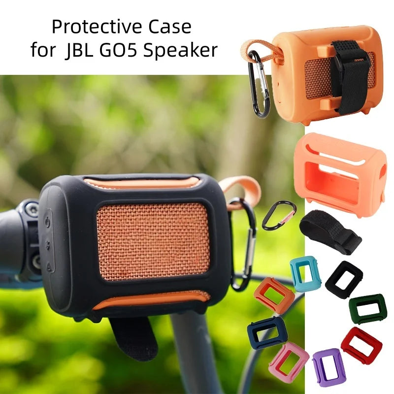 Silicone Case for JBL GO 5 Speaker with Hook & Strap Speaker Protective Case Axl