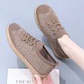 Women's Floral Knit Sneakers – Breathable Lightweight Flat Shoes Women's Flat Sneakers Axl Khaki 41