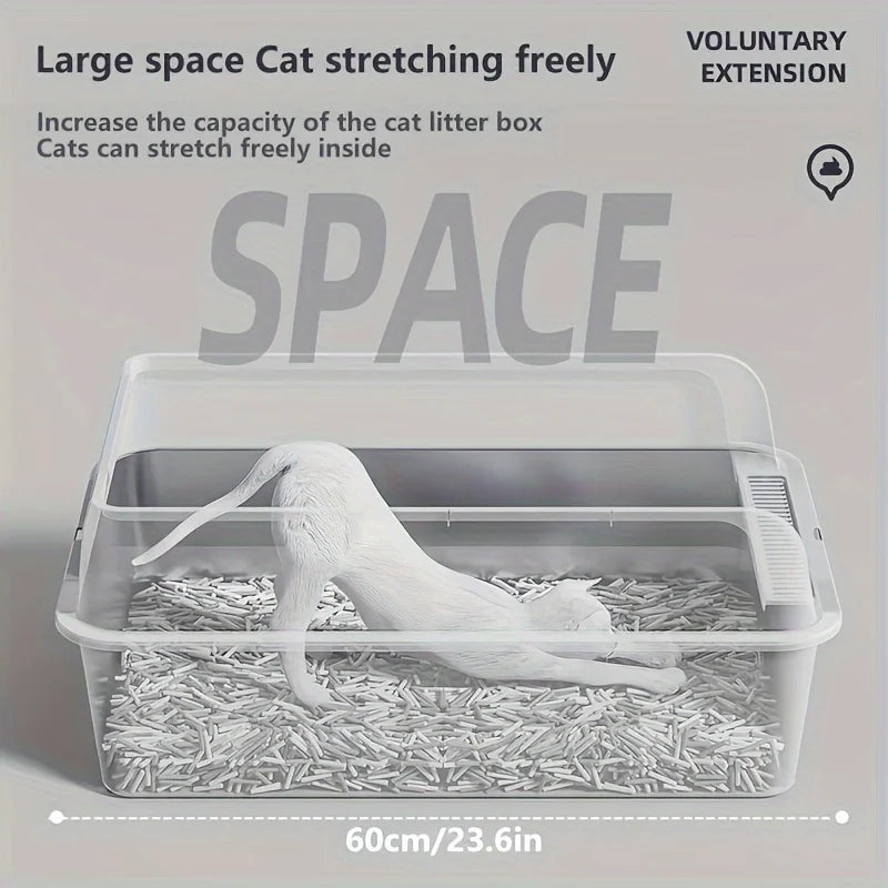 KEMORELA XL Stainless Steel Cat Litter Box with Lid & Scoop Cat Litter Box Axl