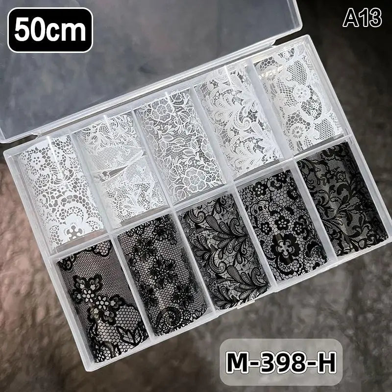 Lace Flower Nail Transfer Foils & Stickers – DIY Nail Art Nail Art Stickers Axl A13