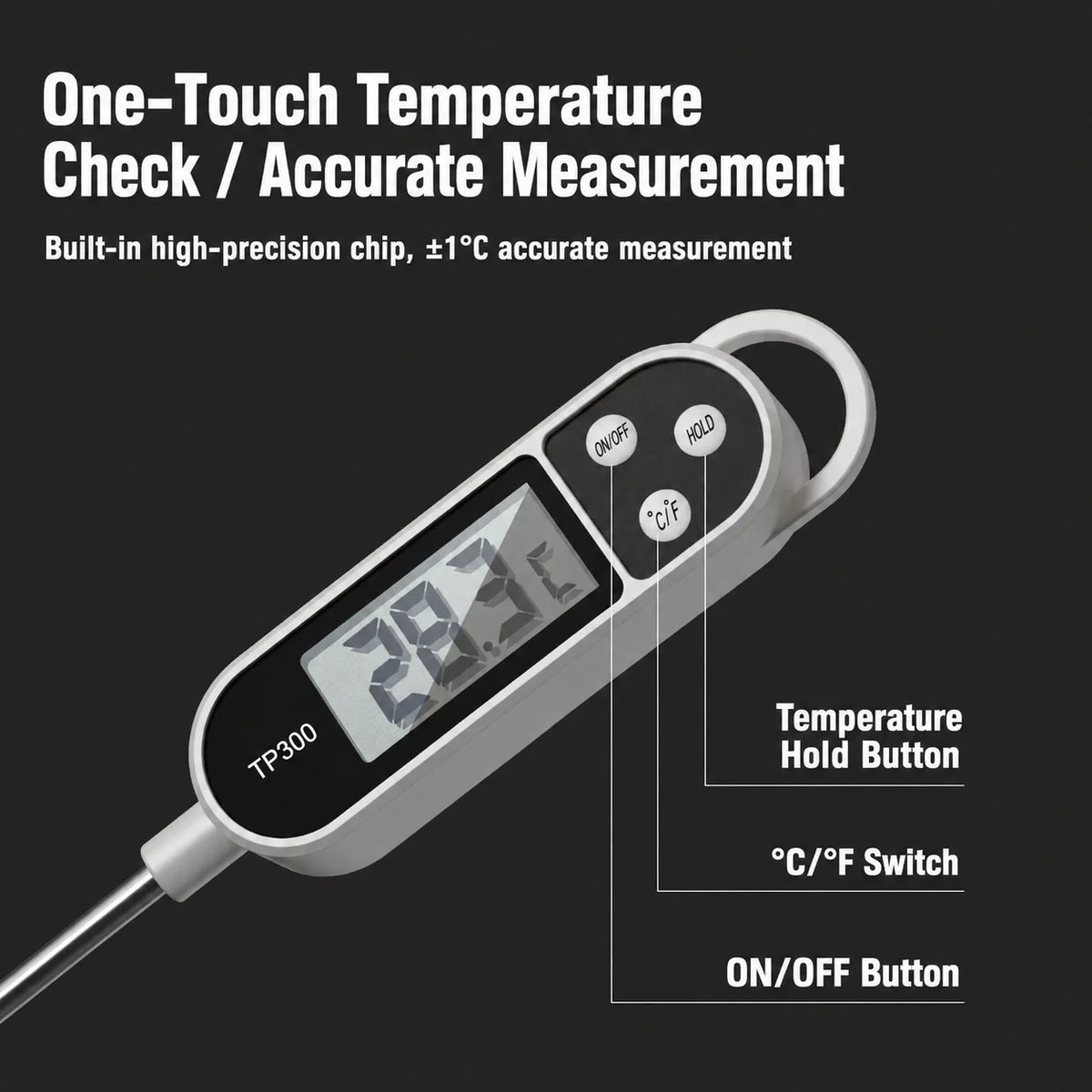 TP300 Digital Food Thermometer – BBQ, Meat & Kitchen Probe Kitchen Thermometer Axl