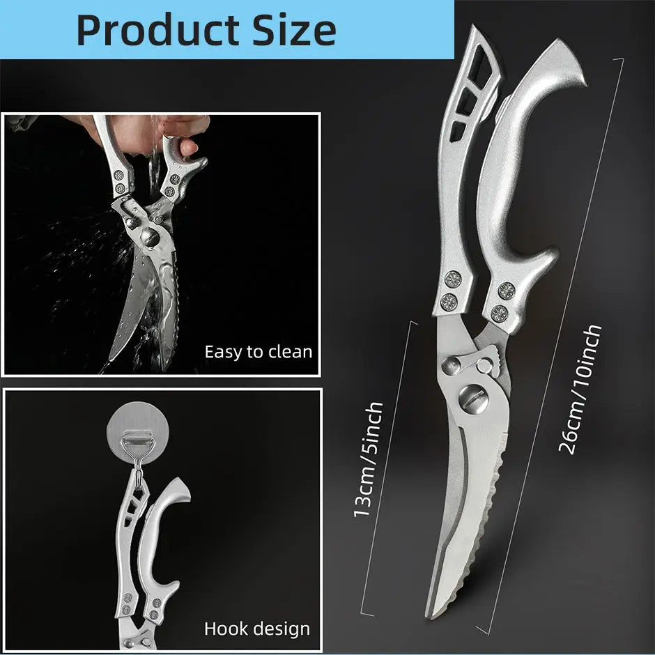 Multifunctional Stainless Steel Kitchen Scissors – Meat & Bone Kitchen Scissors Axl