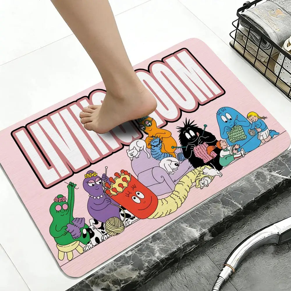Diatomite Bath Mat Quick Dry Anti-Slip | Barbapapa Design Diatomite Bath Mat Axl