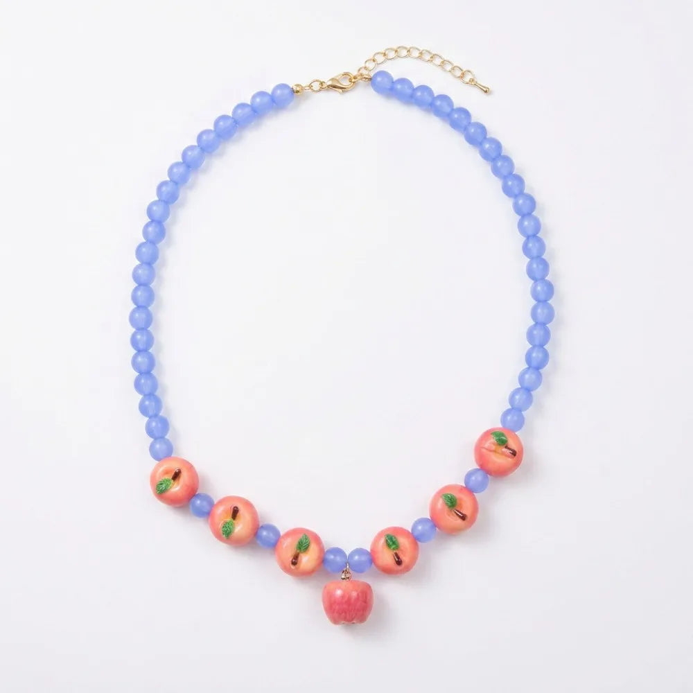 Layered Fruit Bead Necklace & Bracelet – Colorful Choker Bead Choker Necklace Axl Style 1