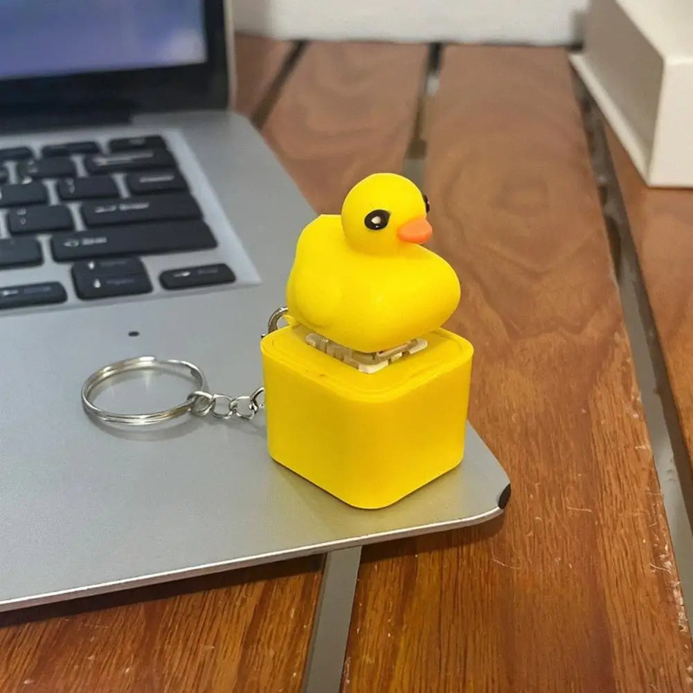 Cute Yellow Duck Keycap Keychain – Sound & Light 3D Charm Novelty Keychain Charm Axl