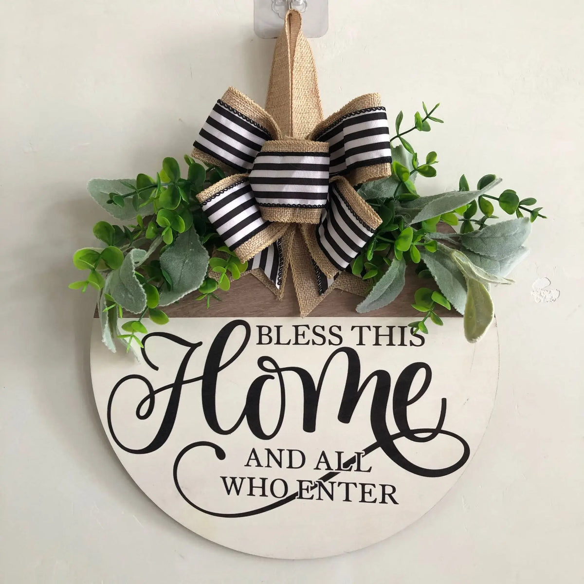 Round Wooden Flower Wreath – Front Door Welcome Hanging Decor Door Wreath Decor Axl