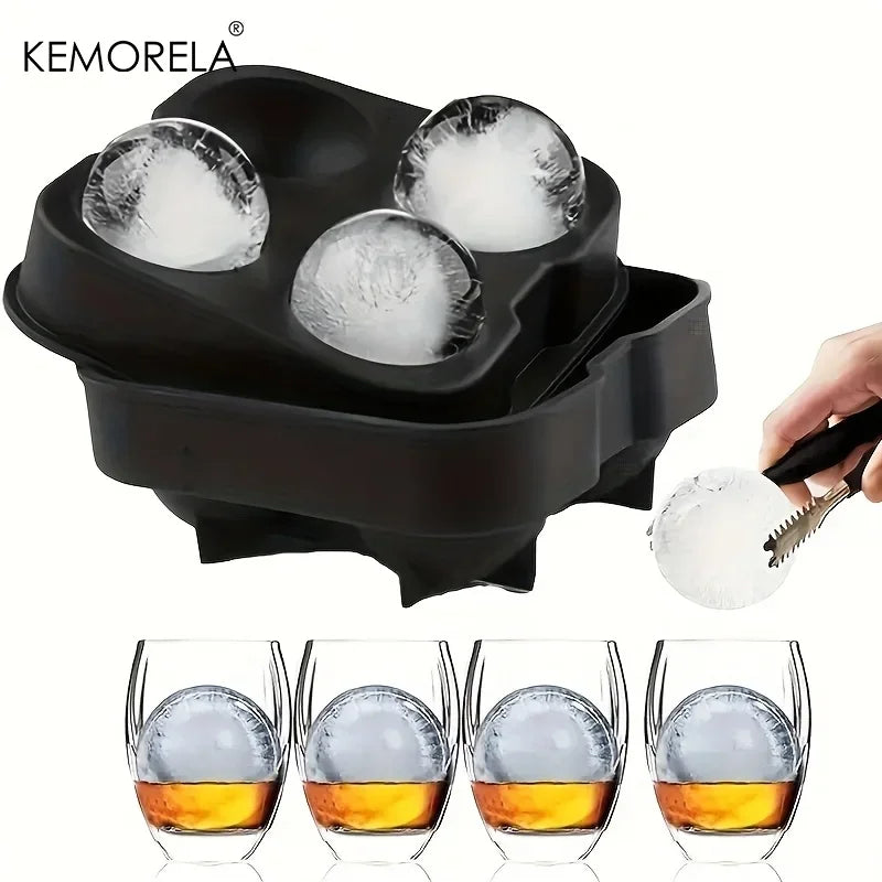 KEMORELA Silicone Ball Ice Mold – Easy-Release Whiskey Ice Tray Ice Ball Mold Axl