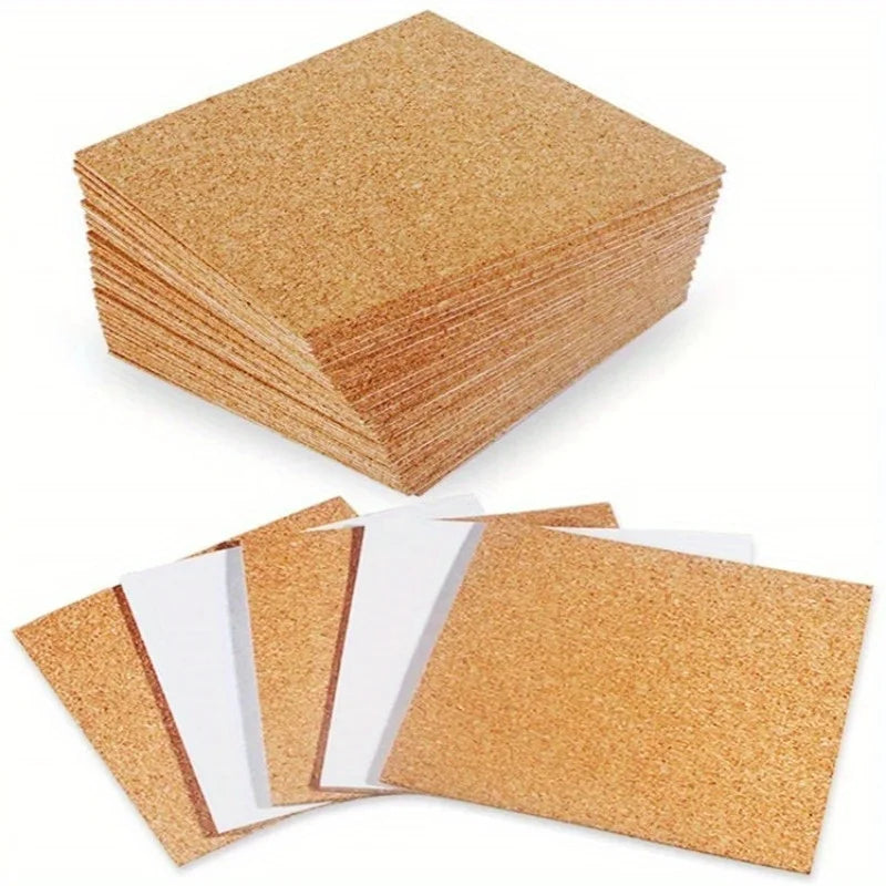 50-Pack Square Self-Adhesive Cork Pads 90mm Anti-Slip Stickers Cork Adhesive Pads Axl 50pcs