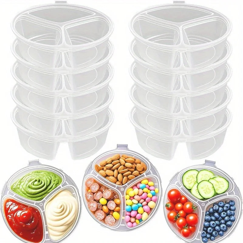 Round 3-Compartment Disposable Food Containers with Lids Disposable Food Containers Axl
