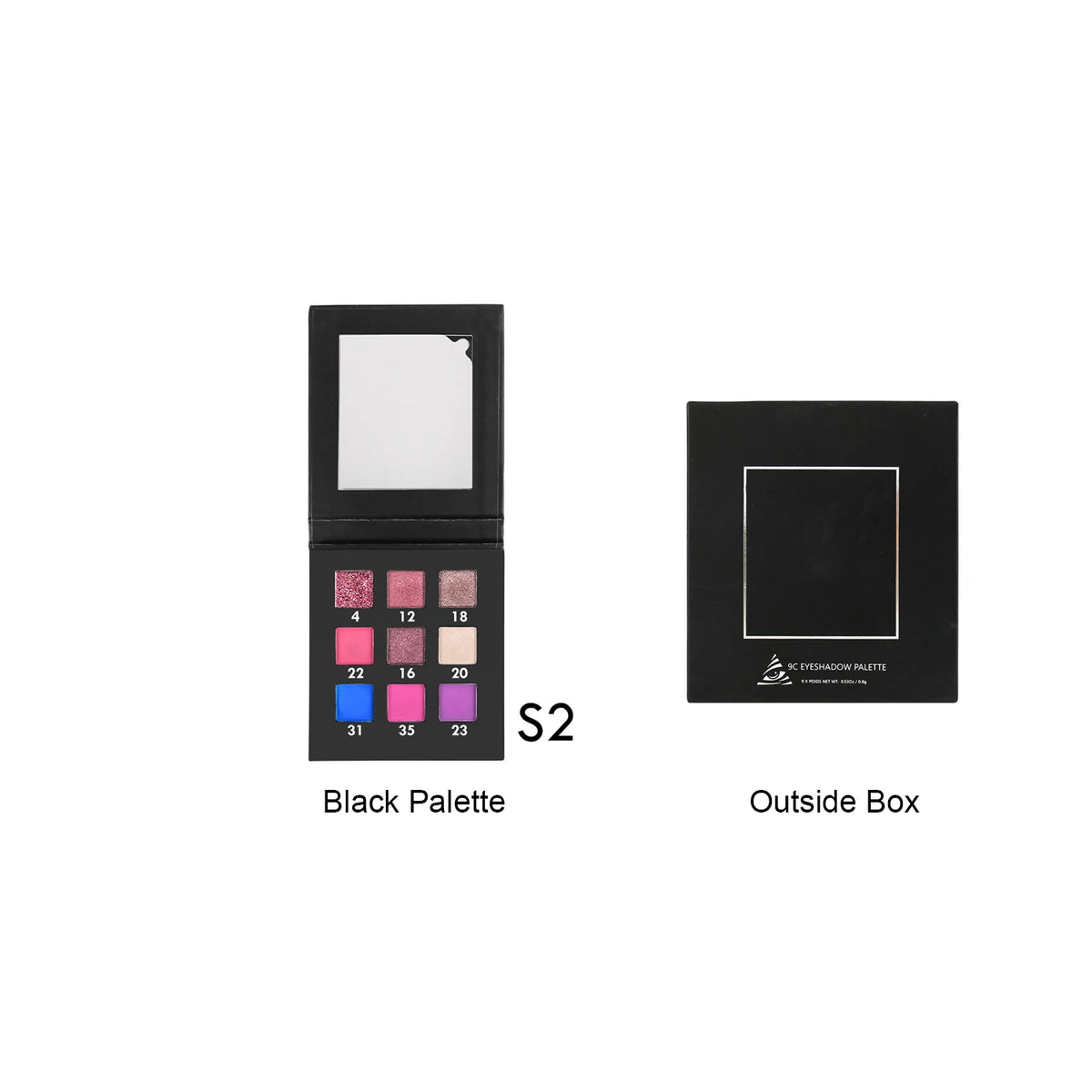Vegan Shimmer & Matte Eyeshadow Palette – 9 Shades High Pigment Eyeshadow Palette Axl Black Palette S2 100pcs with logo