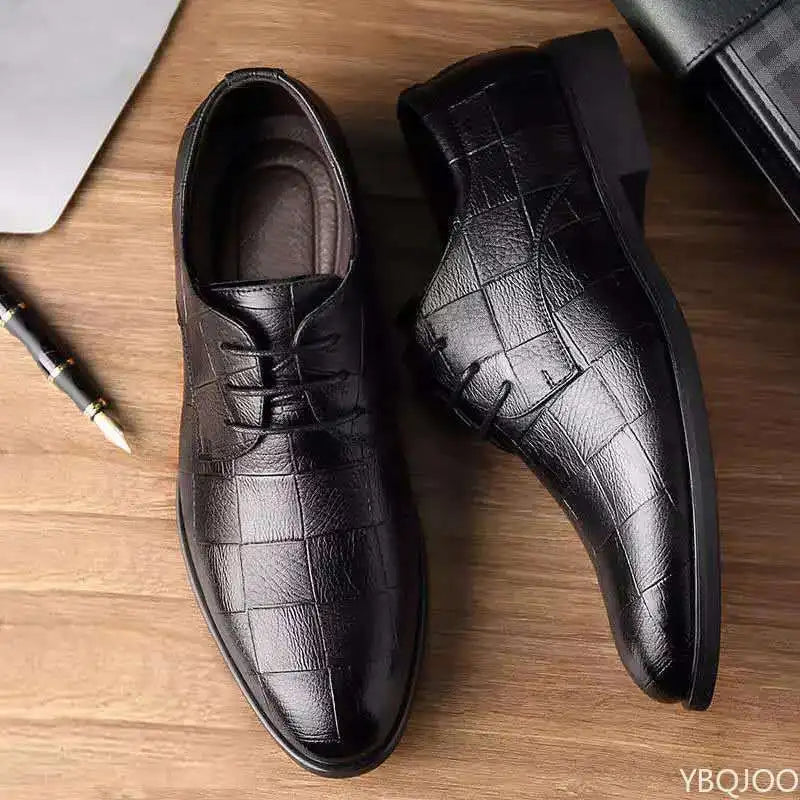 Men's Business Casual Leather Shoes – Soft Sole Lace-Up Men's Casual Shoes Axl