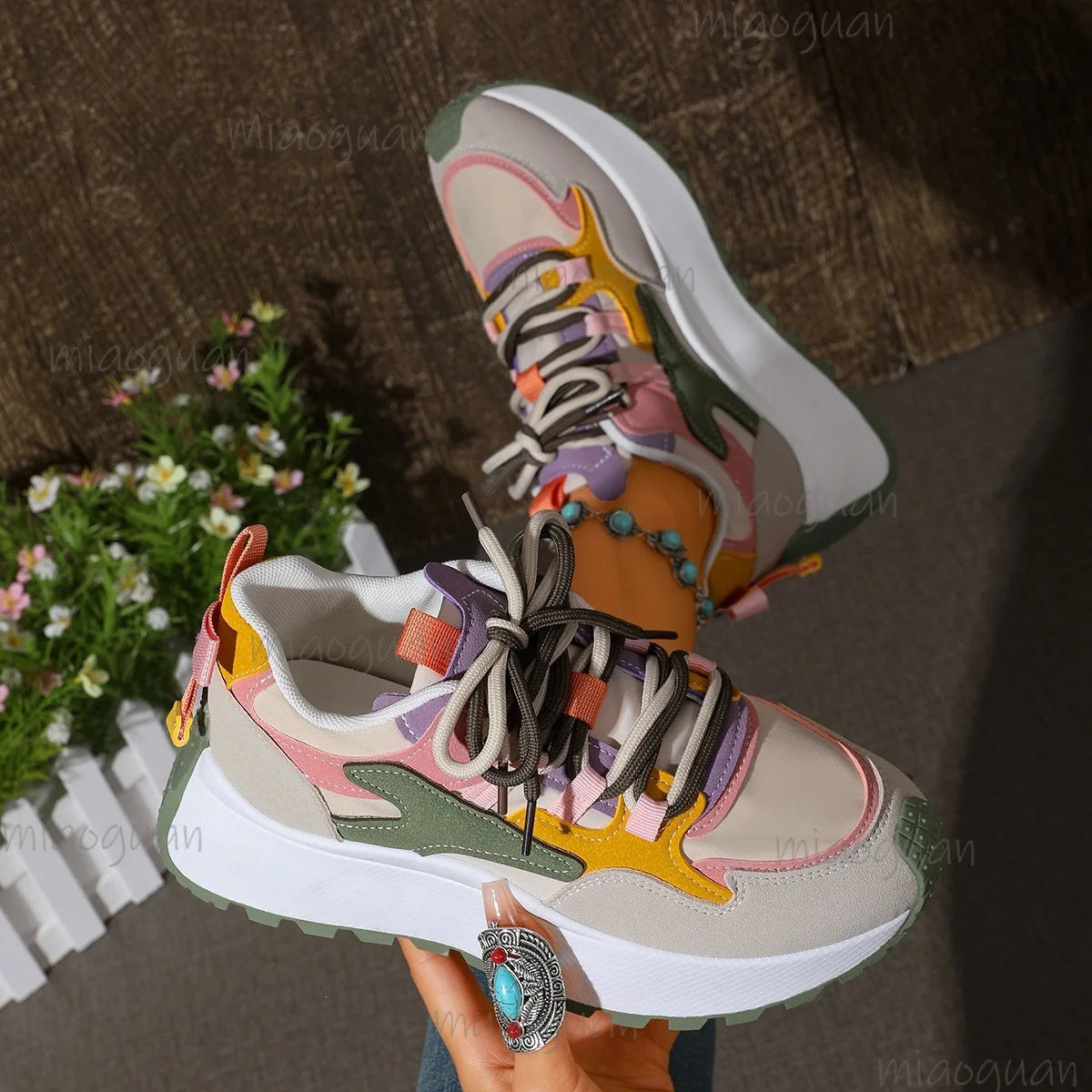 Women's Thick Sole Sneakers – Breathable Height Boost Casual Shoes Women's Platform Sneakers Axl