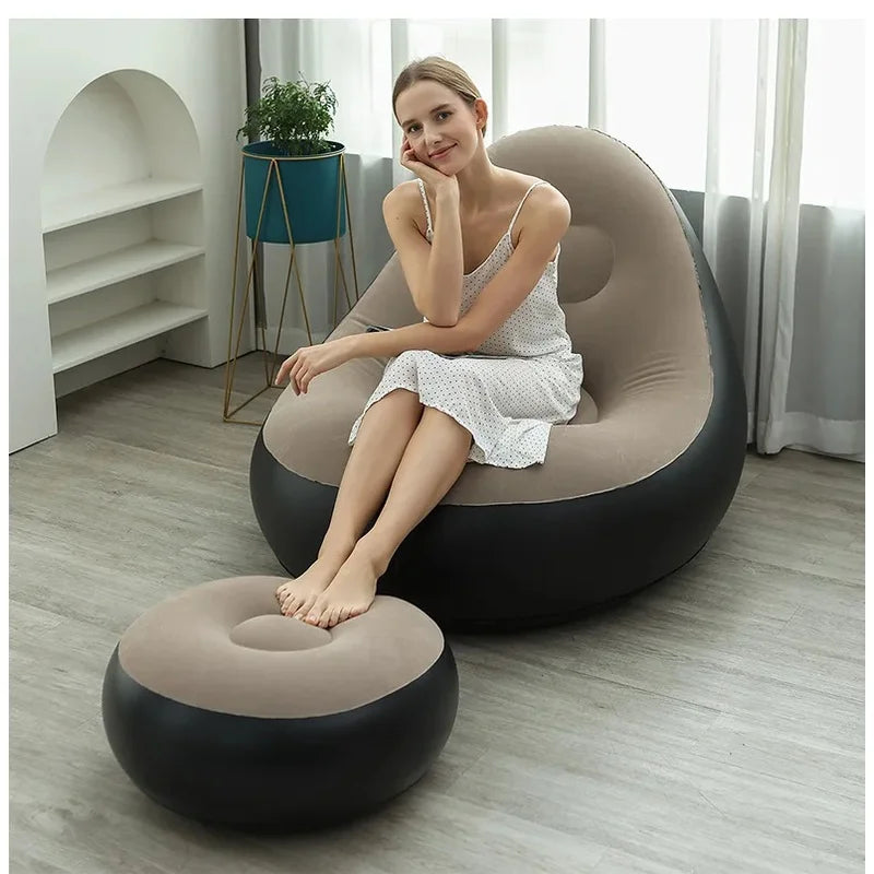 PVC Flocking Inflatable Sofa – Portable Foldable Lounge Chair Inflatable Lounge Chair Axl