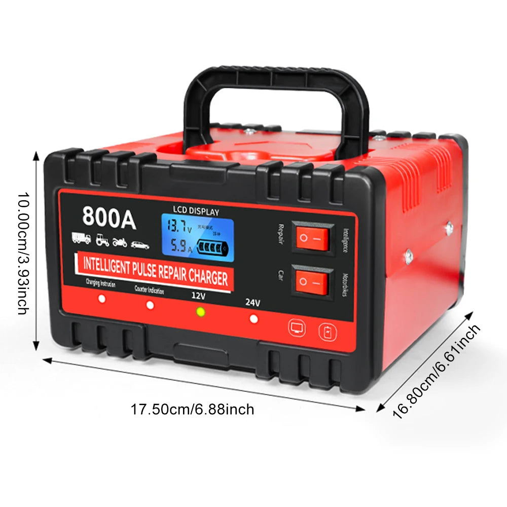 Smart 12V/24V Car Battery Charger – LCD Pulse Repair Tool Battery Charger Axl