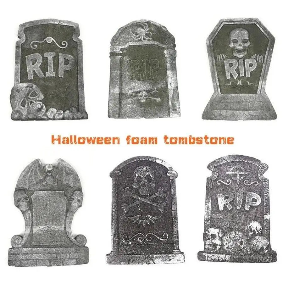 Halloween Foam Tombstone RIP Skull Prop – Waterproof Yard Decor Halloween Prop Axl