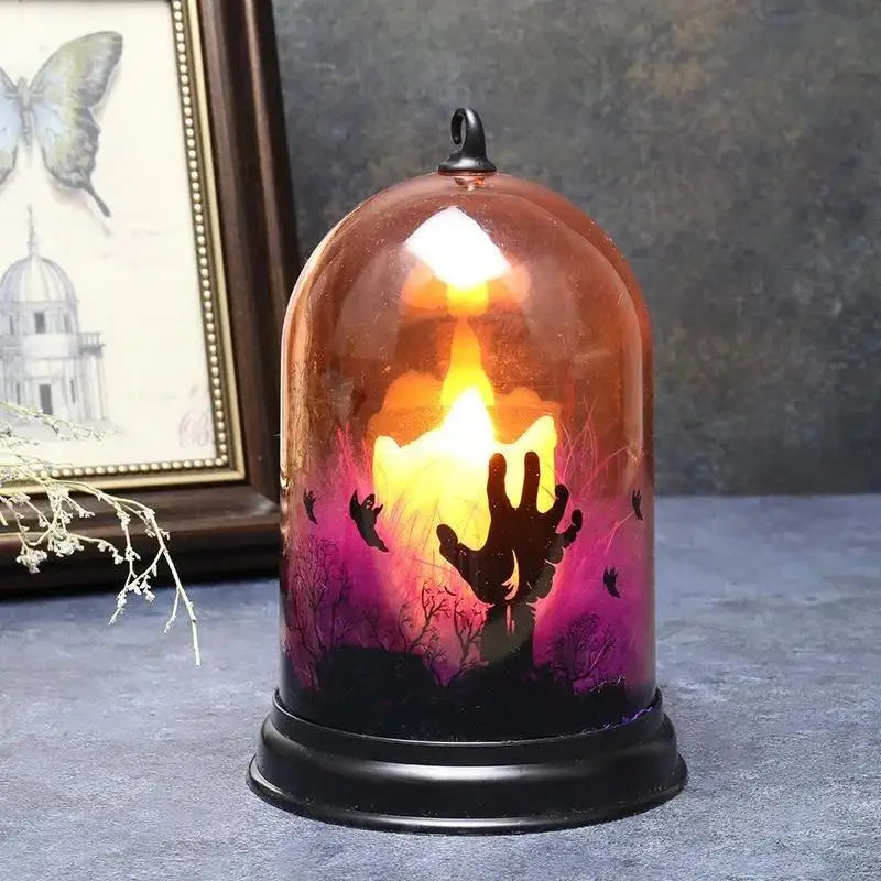 LED Evil Pumpkin Lamp – Halloween Night Light & Candle Holder Halloween Décor Light Axl Candle