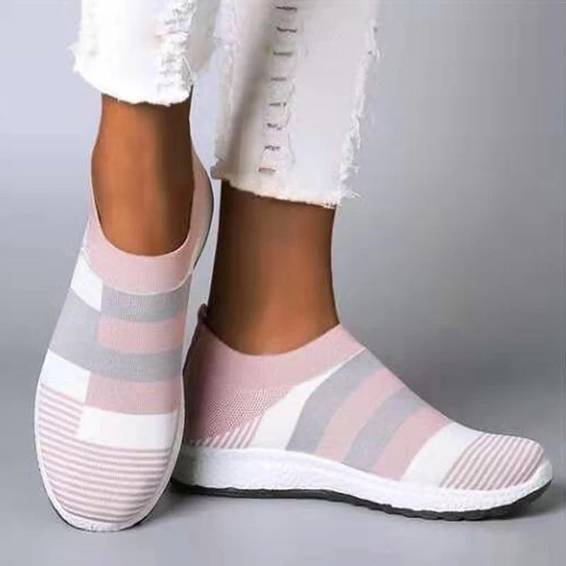 HAJINK Women's Knitted Vulcanized Flat Sneakers – Mix Color Women's Sneakers Axl
