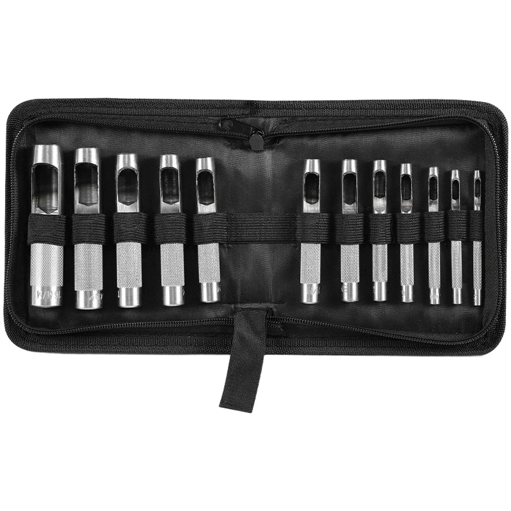 Round Hole Punch Cutter Set 12/15 Pc – Leather & Belt Tool Leather Punch Set Axl