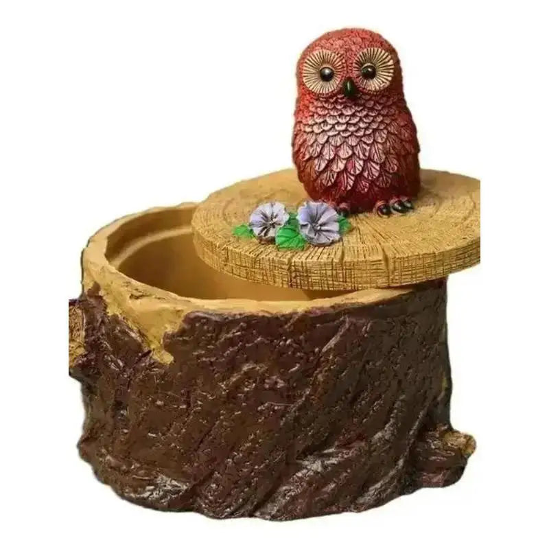 Resin Ashtray with Lid – Animal Statue Cigar Ash Holder Decor Decorative Ashtray Axl Owl