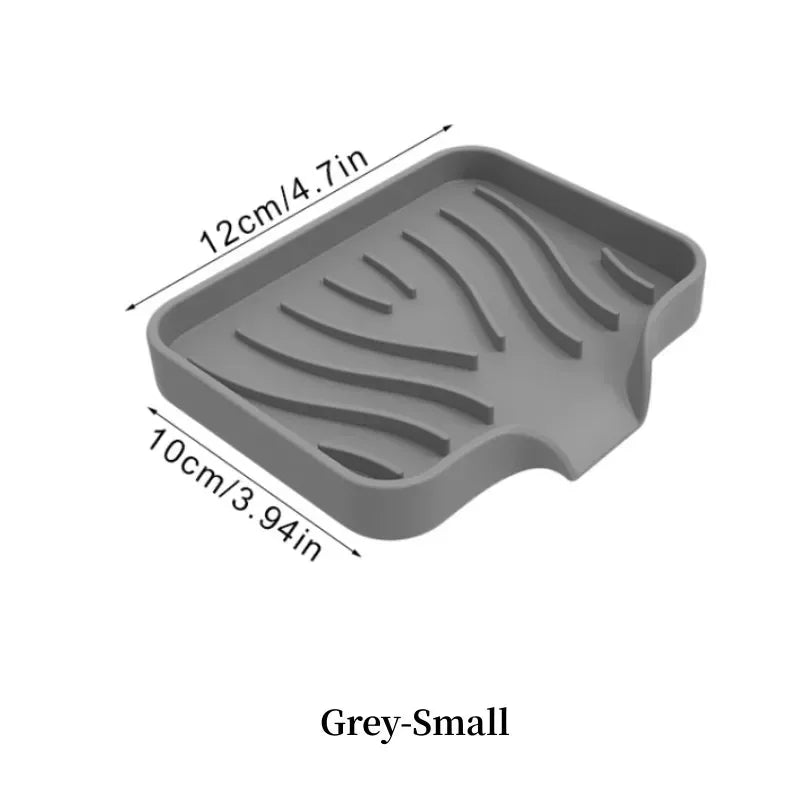 Silicone Soap Dish with Drain | Anti-Slip Sink Tray Soap Dish Tray Axl Grey Small-1