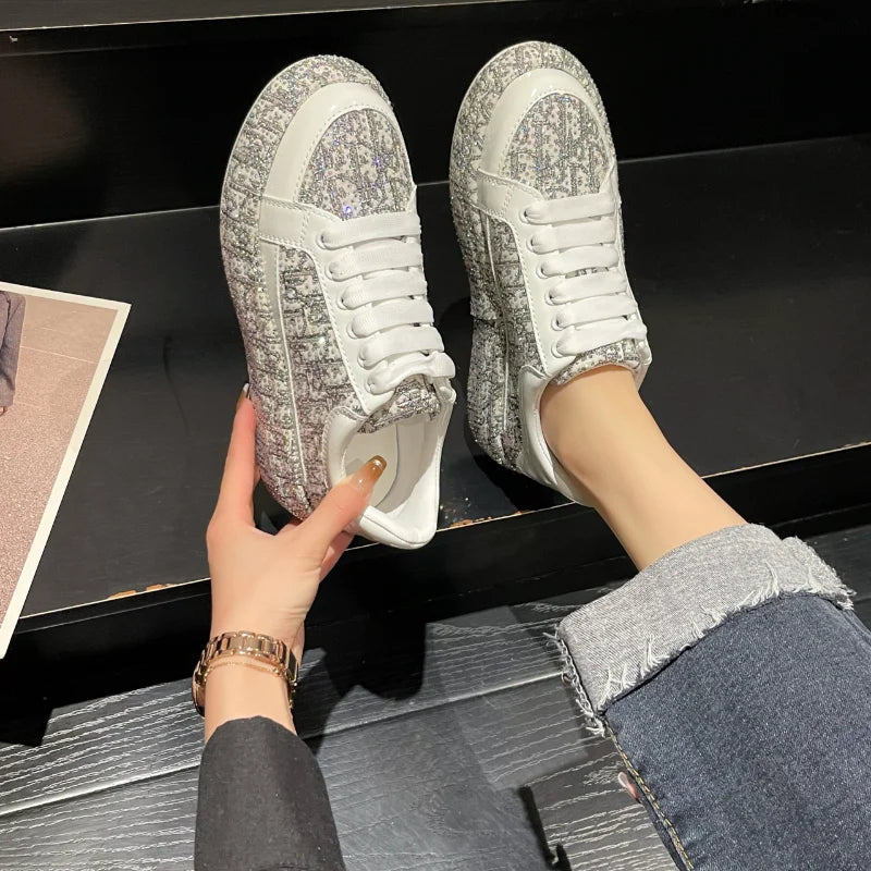 Women's Rhinestone Handmade Diamond Thick Sole Fashion Sneakers Fashion Sneakers Axl