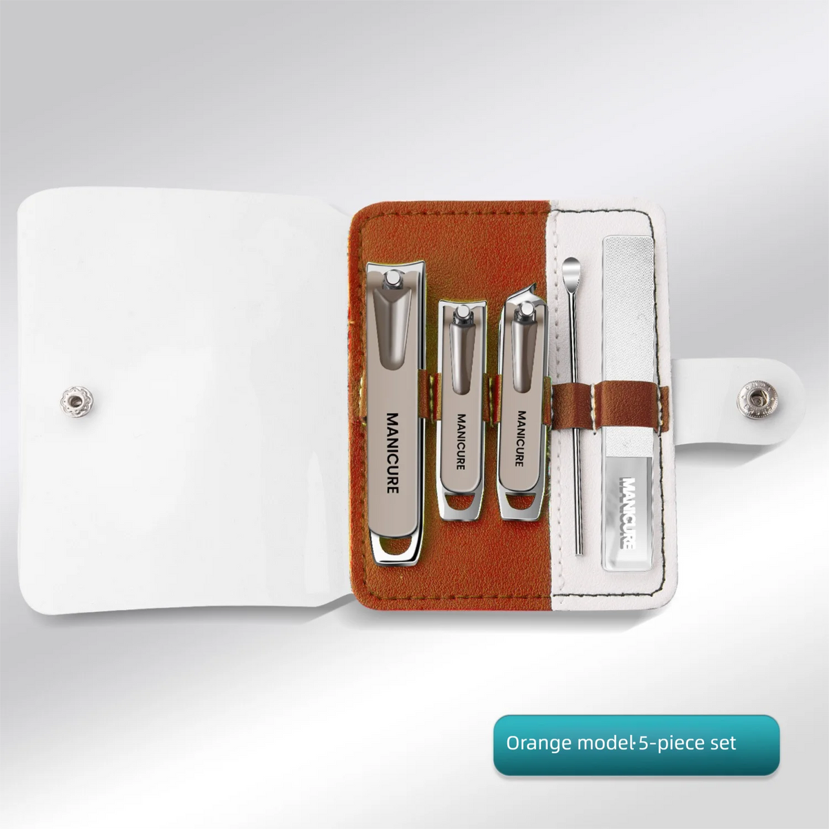 Stainless Steel Manicure Set – Portable Nail Care Kit & Bag Manicure Set Axl Orange Style-5Set