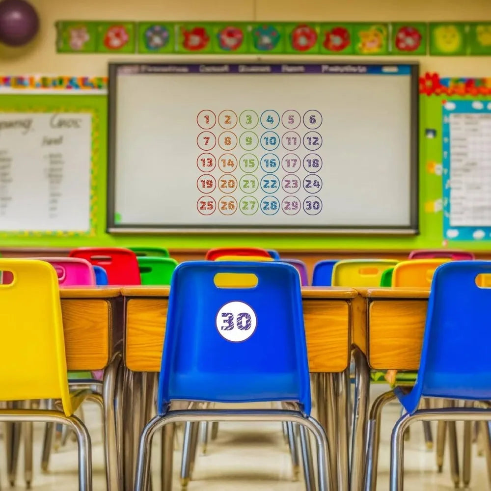 36-Pack Classroom Floor Number Spot Stickers – 4" PVC Dots Classroom Floor Stickers Axl