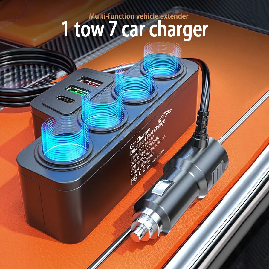 120W 4-Port USB & Type-C Fast Car Charger – Multi-Device Car Charger Axl