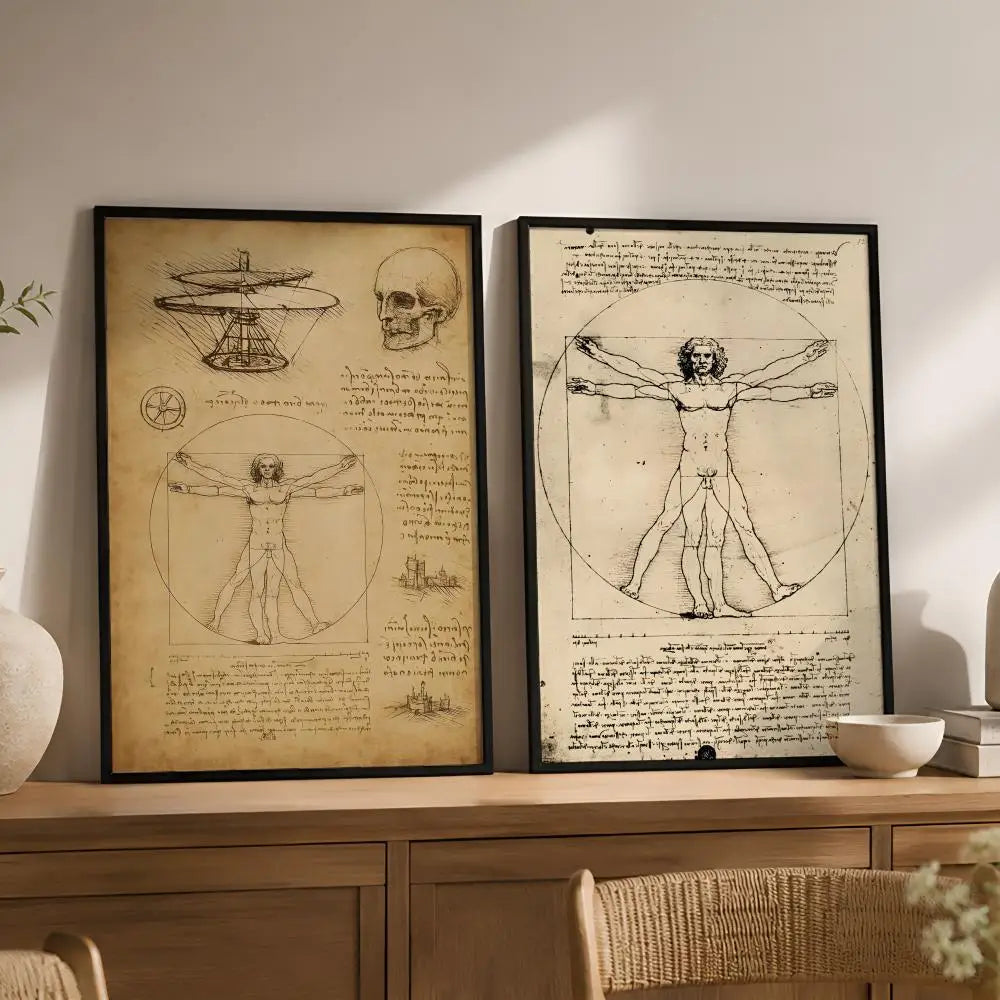 Vitruvian Man Peel-and-Stick Wall Poster – Waterproof PVC HD Art Wall Art Poster Axl