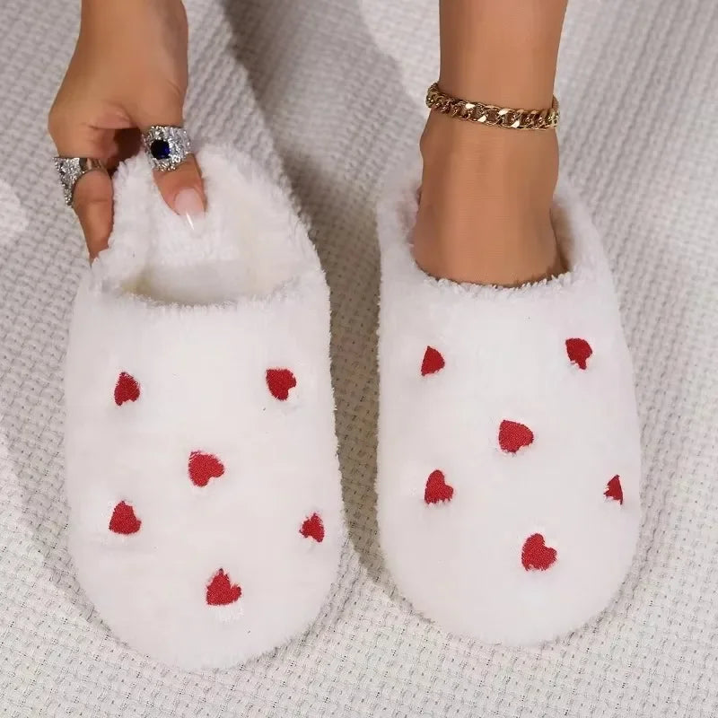 Women's Heart-Shaped Indoor Slippers – Soft Silent Winter Shoes Indoor Slippers Axl white 44-45