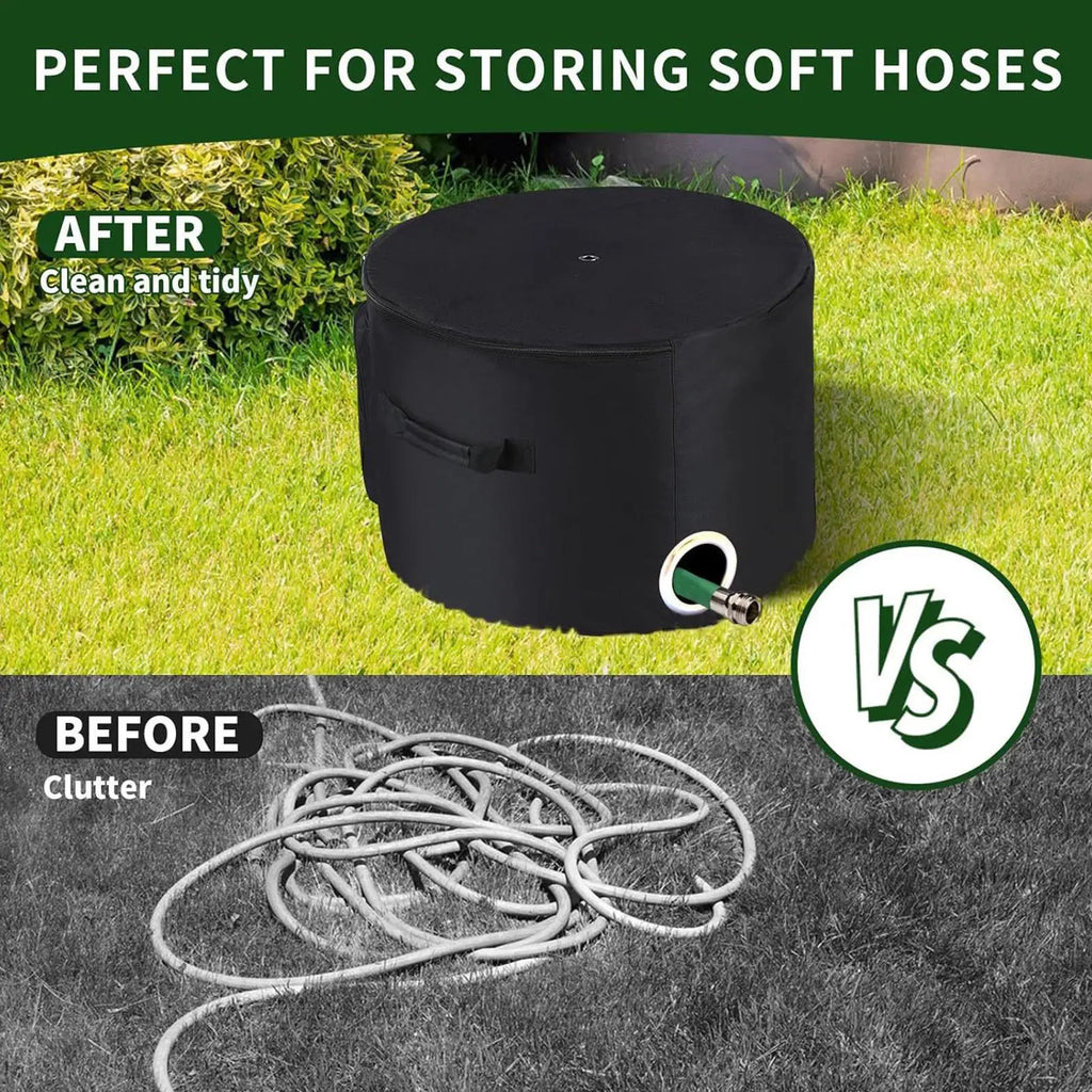 Garden Hose Storage Pot – Weatherproof 150ft Oxford Organizer Hose Storage Pot Axl