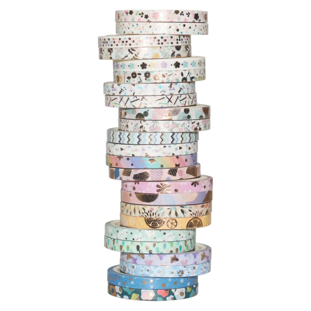 24 Rolls Gold Foil Washi Tape 5mm Cat Pattern – Scrapbook Set Decorative Washi Tape Axl