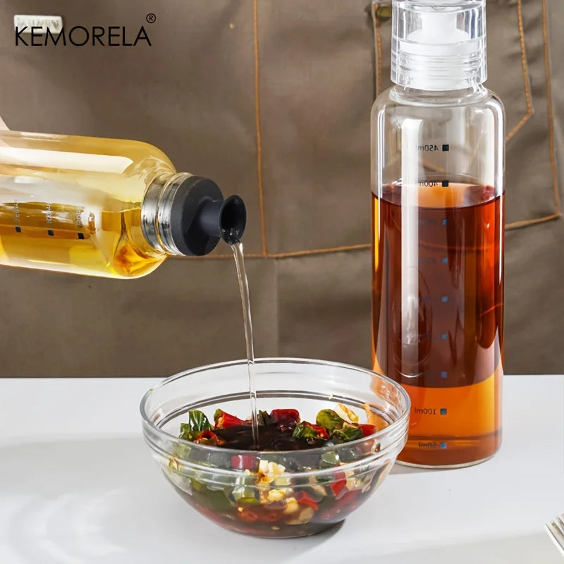KEMORELA Glass Oil Bottle with Scale 300/450/600ml | Kitchen Glass Oil Dispenser Axl