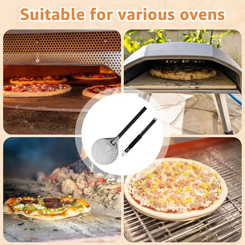 3-Pc Pizza Peel Set – Long Handle, Oven Brush & Wheel Cutter Pizza Peel Set Axl