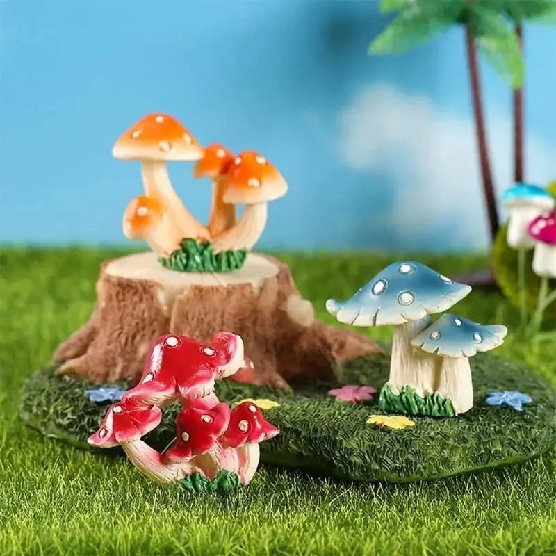 Resin Mushroom Figurines – Mini Garden Bonsai Fairy Decor Garden Figurine Axl