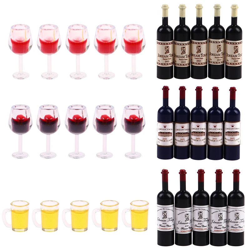 1:12 Dollhouse Miniature Wine & Beer Set – 15-Piece Resin Kit Dollhouse Miniature Set Axl