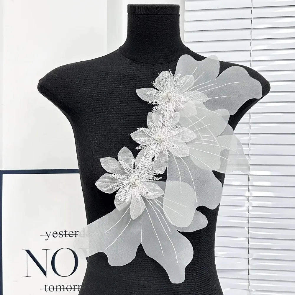 3D Organza Flower Patch – Handmade DIY Corsage Embellishment Floral Corsage Patch Axl