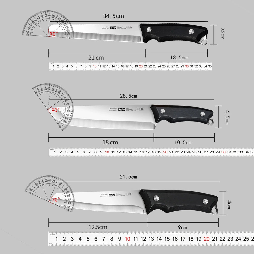 PLYS Stainless Steel Chef Knife Set | Sharp Kitchen Knives Chef Knife Set Axl