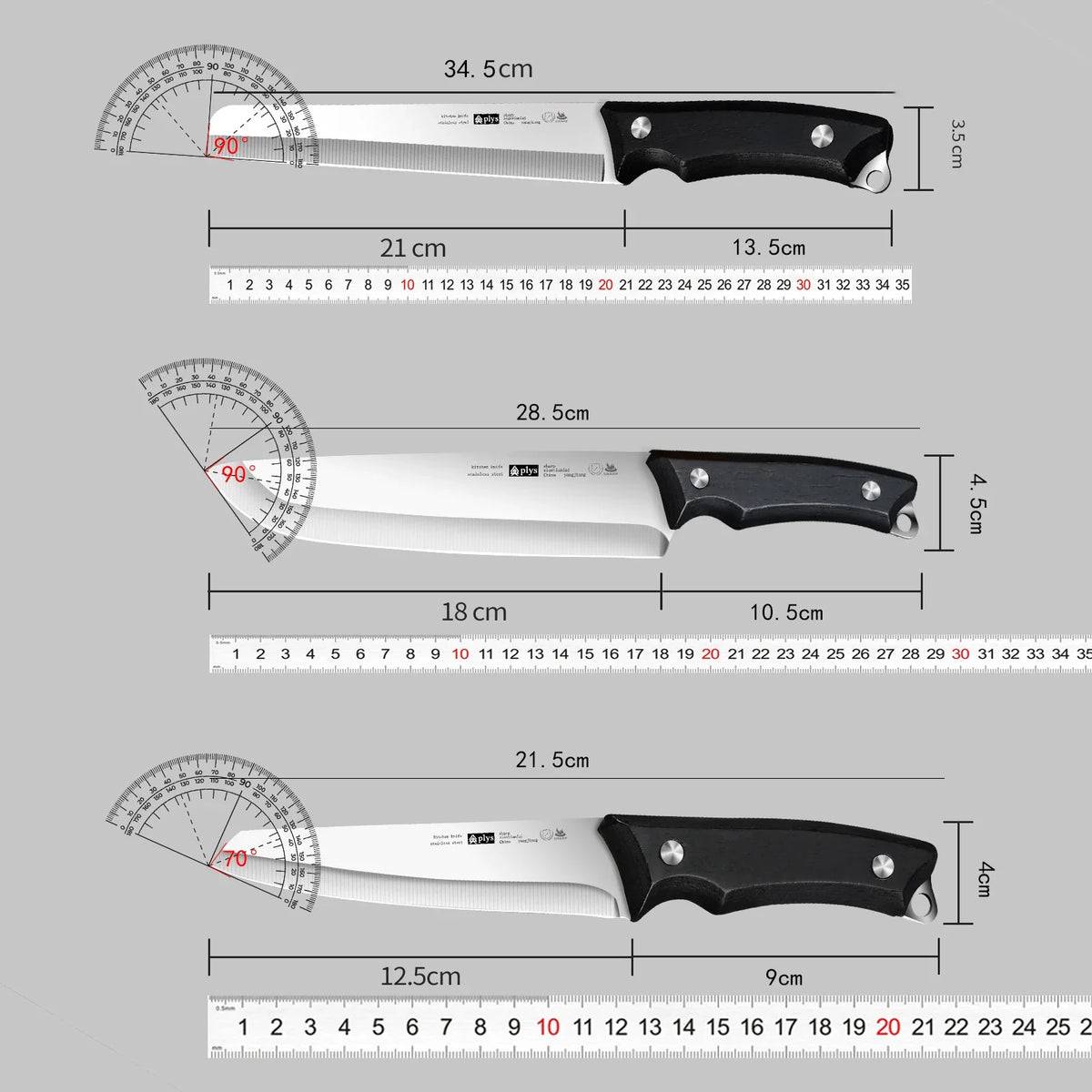 PLYS Stainless Steel Chef Knife Set | Sharp Kitchen Knives Chef Knife Set Axl