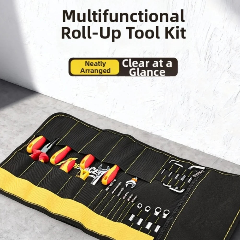 Roll-Up Tool Bag 35-Pocket Canvas Organizer | Electricians Roll-Up Tool Bag Axl