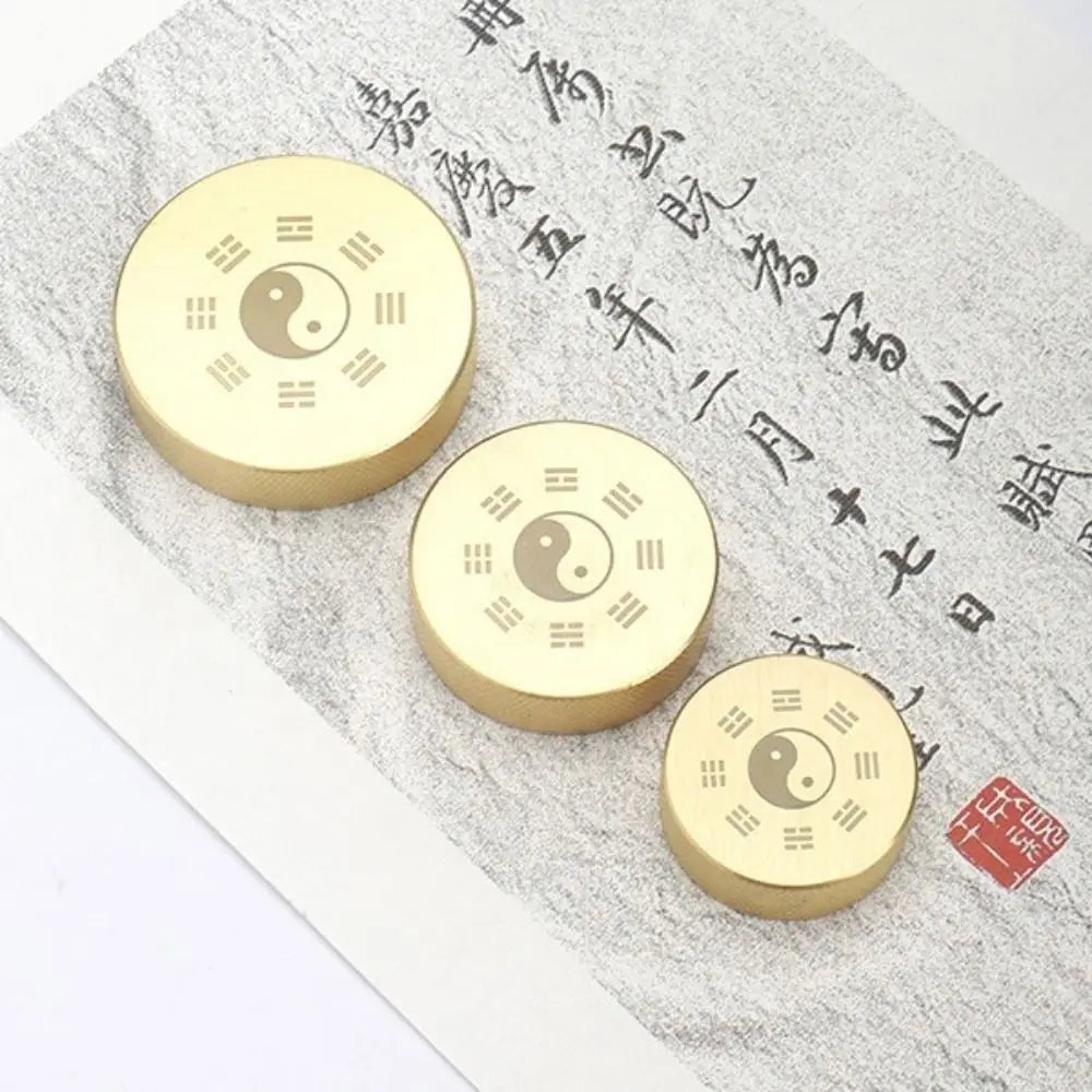 Solid Brass BaGua Paperweight – Chinese Brush Rest Décor Brass Paperweight Axl