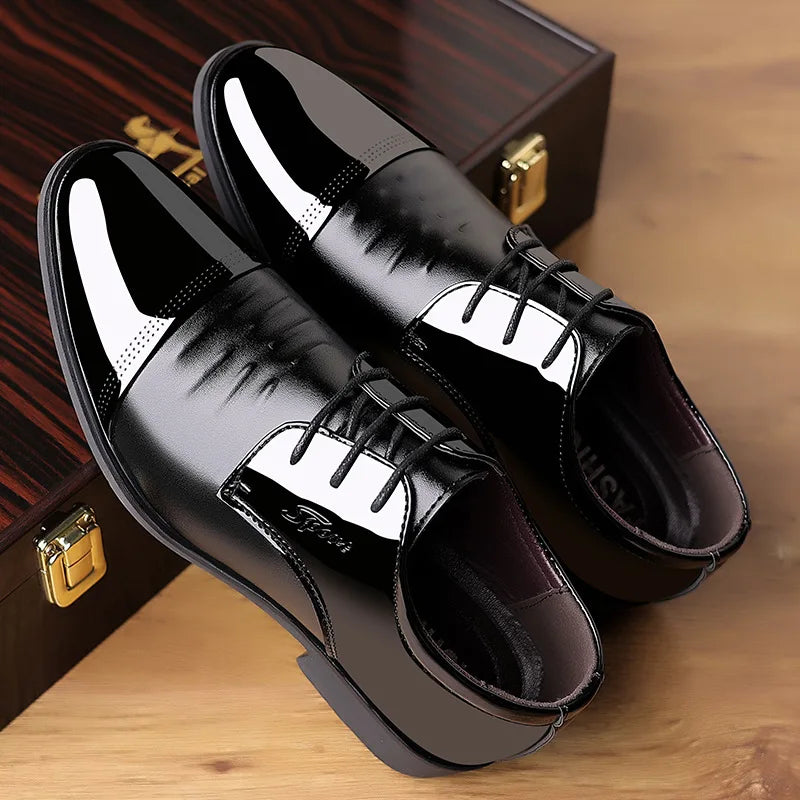 Men's Patent Leather Oxford Shoes – Pointed Toe Dress Lace-Up Men's Oxford Shoes Axl