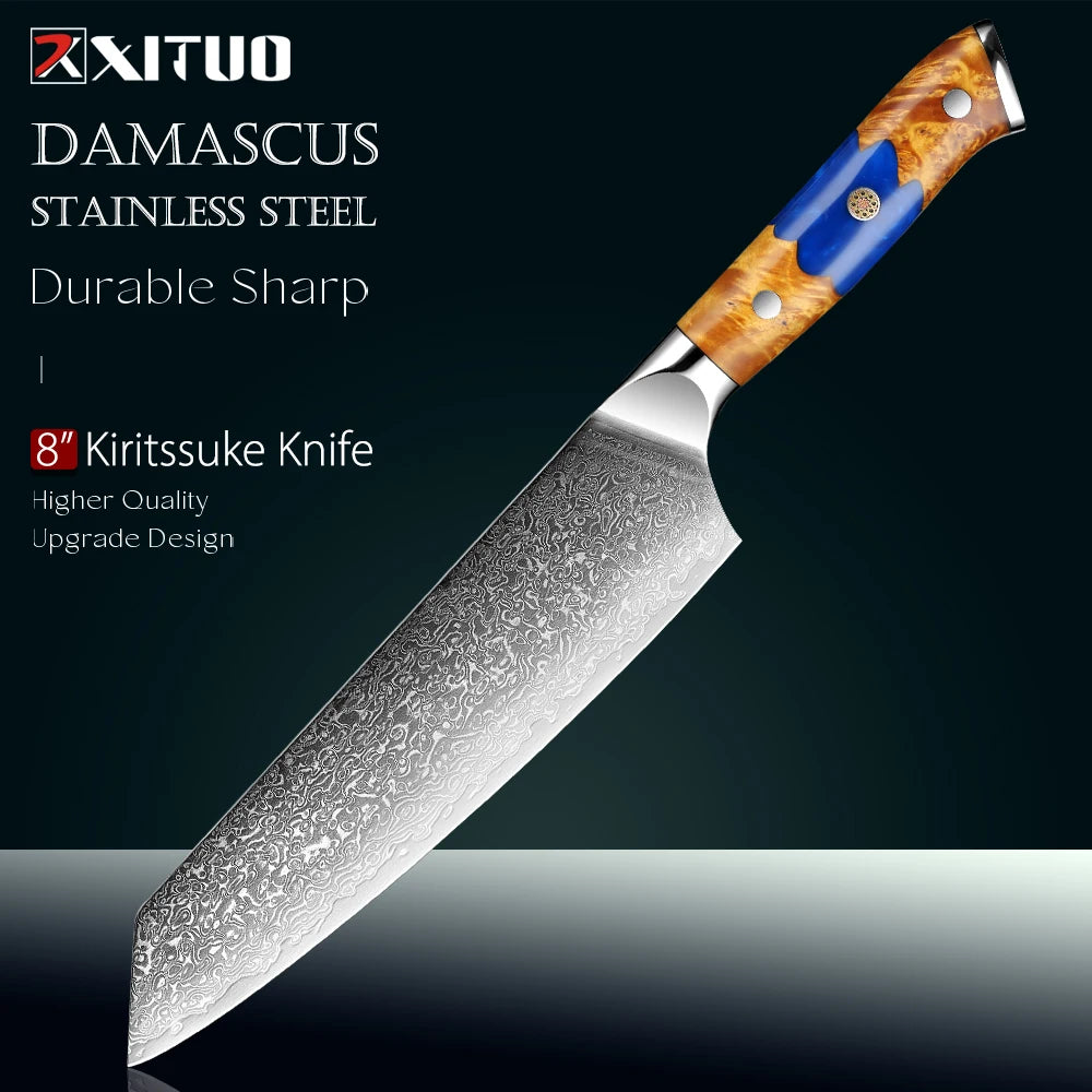 8" VG10 Damascus Steel Kiritsuke Chef Knife – XITUO Damascus Chef Knife Axl