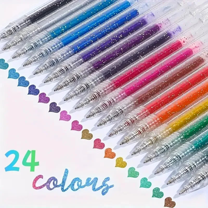 Glitter Ballpoint Pen Set – Journals, Scrapbooks & Art Projects Glitter Gel Pen Set Axl Random 24colors