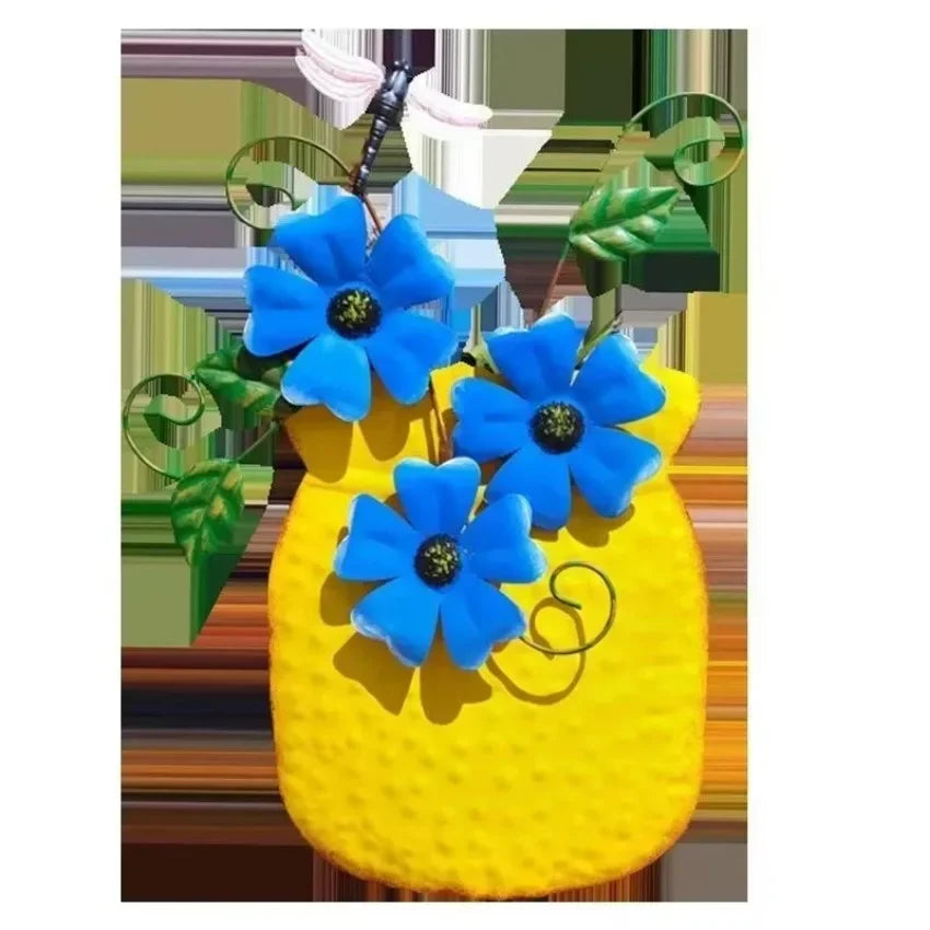 Metal Flower Wall Vases – Outdoor Fence & Patio Garden Decor Garden Wall Vase Axl