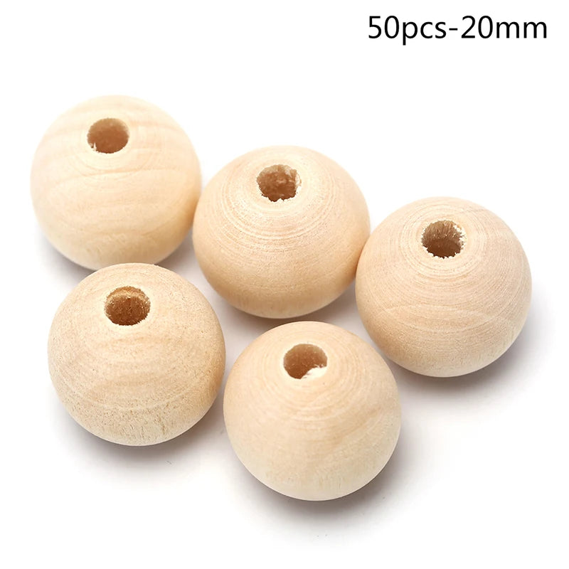 Natural Round Wooden Ball Beads – DIY Jewelry & Craft Making Wooden Craft Beads Axl 50pcs-20mm